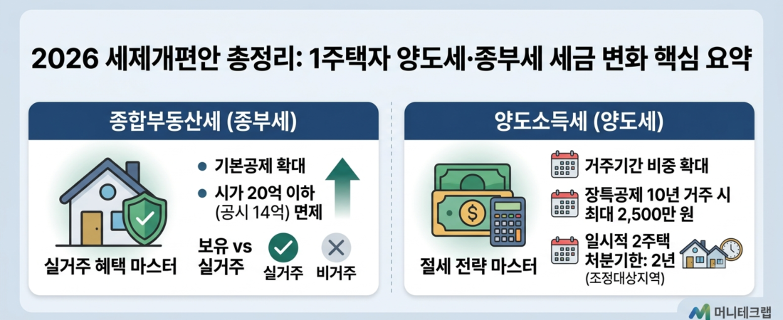 2026 세제개편안 총정리: 1주택자 양도세·종부세 세금 변화 핵심 요약
