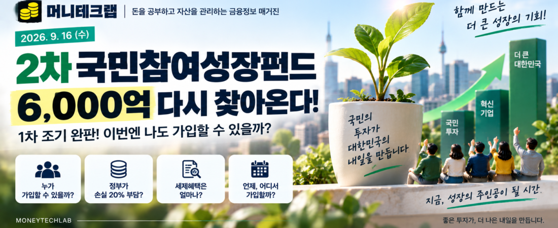 1차는 5일 만에 완판됐는데 또 나온다|2차 국민참여성장펀드 6,000억원, 이번에는 나도 가입할 수 있을까?