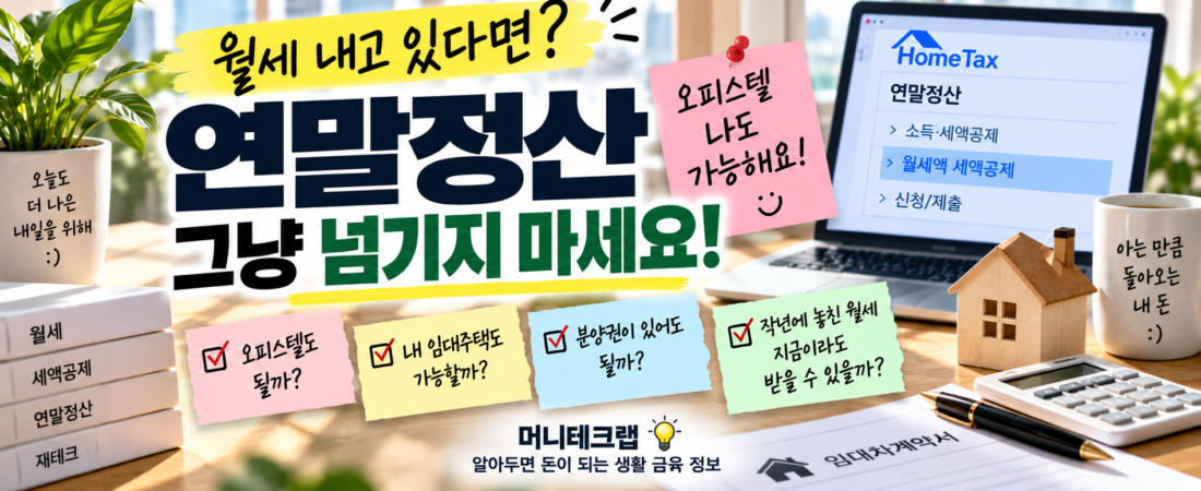 월세 내는 직장인이라면 꼭 확인하세요｜오피스텔·LH도 가능한 월세 세액공제, 신청까지