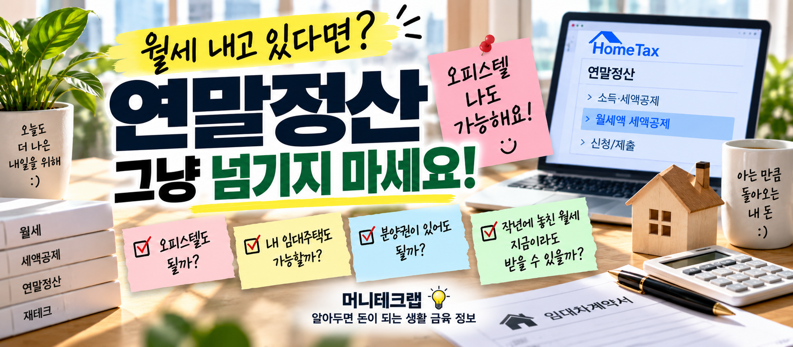 월세 내는 직장인이라면 꼭 확인하세요｜오피스텔·LH도 가능한 월세 세액공제, 신청까지