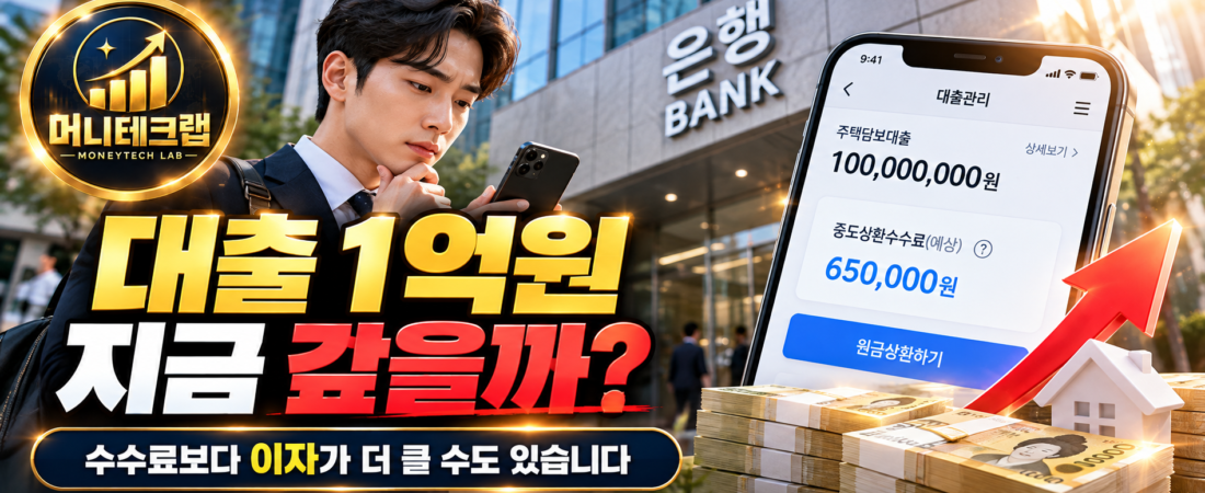 중도상환수수료 아까워서 대출 안 갚고 있다면?|1억원 먼저 갚을 때 손익 계산