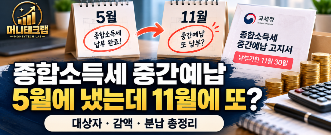 종합소득세 중간예납, 5월에 냈는데 11월에 또? 대상자·감액·분납 총정리